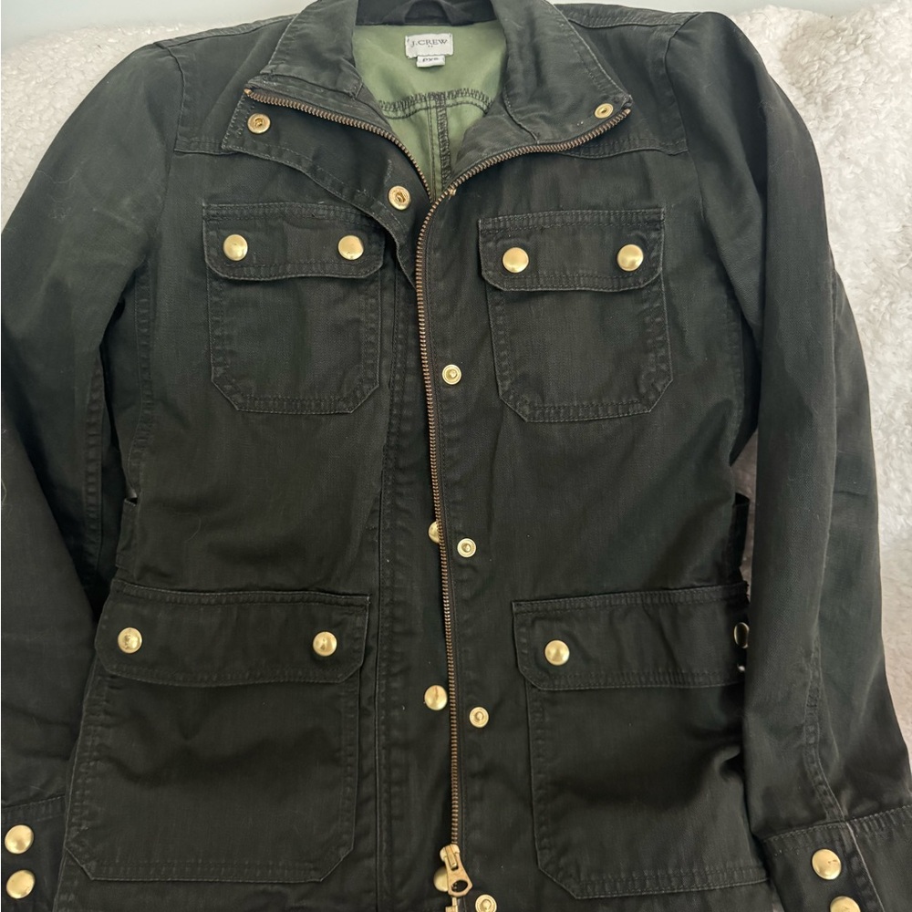 J.Crew Factory Cotton Resin Coated Twill Field Jacket ( – Olive Green (PXS)